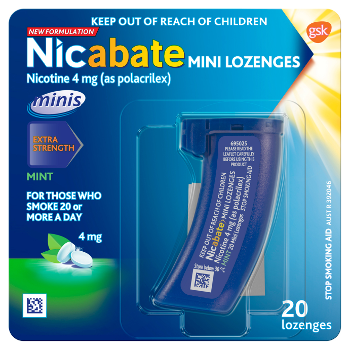 Nicabate Mini Lozenges Nicotine 4mg Extra Strength Mint 20 Lozenges