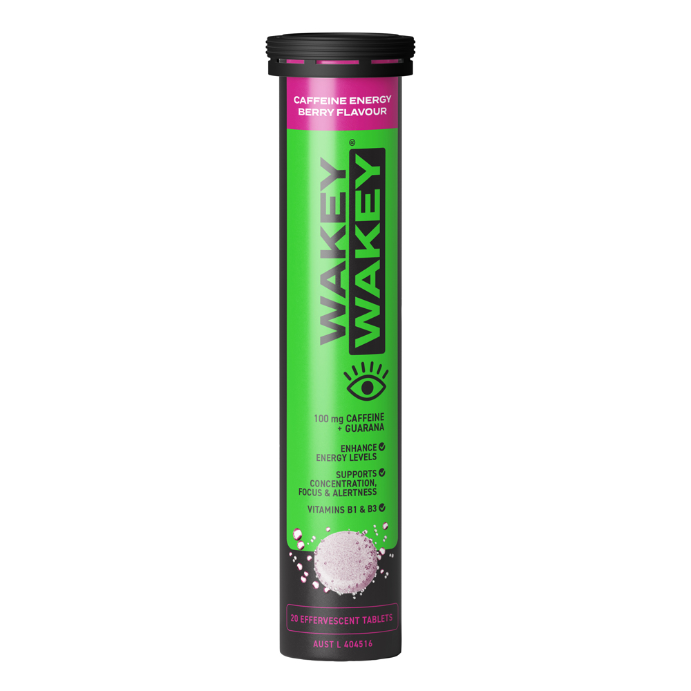 WAKEY WAKEY Caffeine Effervescent Berry Flavour 20 Tablets