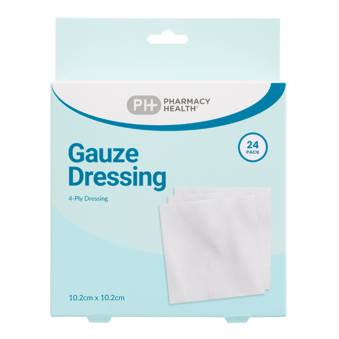 PHARMACY HEALTH Gauze Dressing 10.2cm x 10.2cm 24 Pack