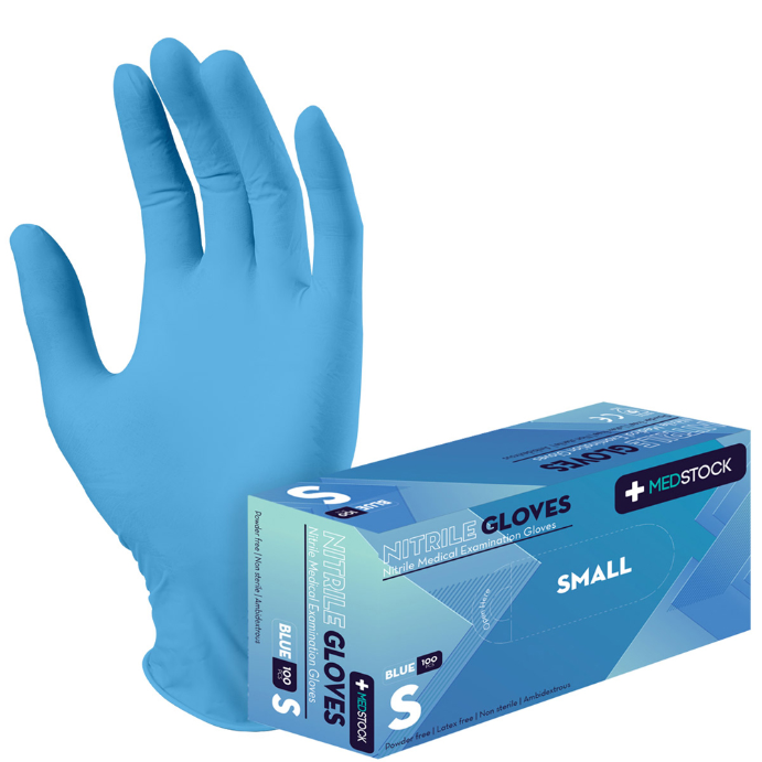 Medstock Blue Nitrile Gloves Small 100 Pack