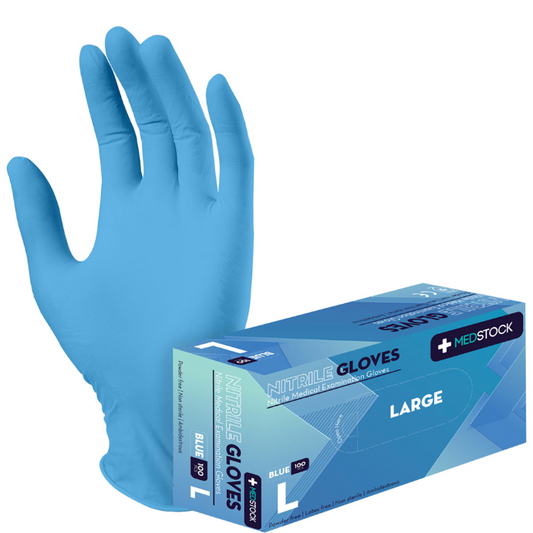 Medstock Blue Nitrile Gloves Large 100 Pack