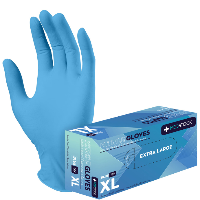 Medstock Blue Nitrile Gloves Extra large 100 Pack