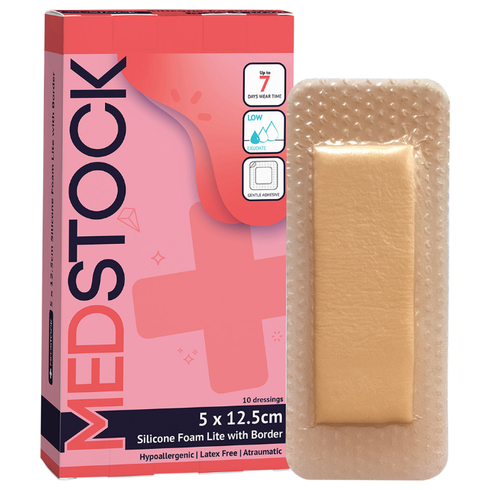 Medstock Silicone Foam Lite With Border 5cm x 12.5cm