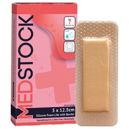 Medstock Silicone Foam Lite With Border 5cm x 12.5cm