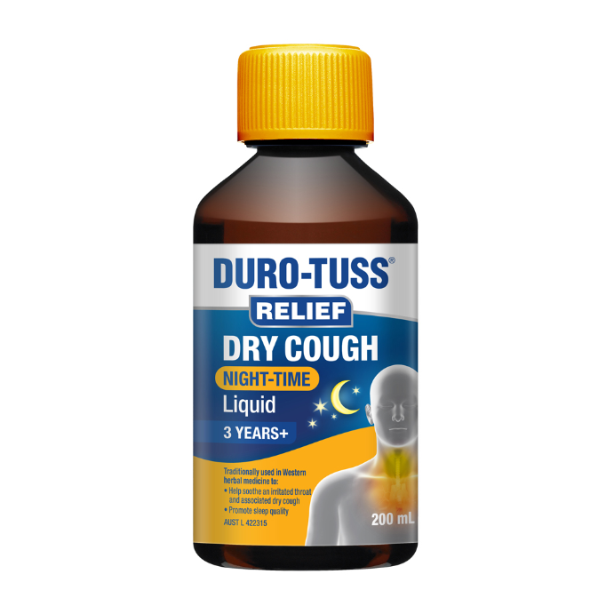 Duro-Tuss Relief Dry Cough Night-Time Liquid Blackberry & Vanilla Flavour 200mL