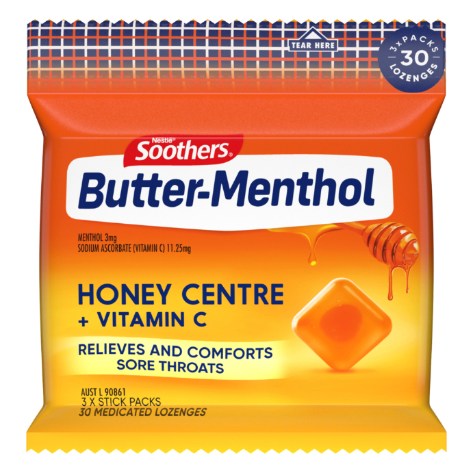 Butter Menthol Honey Centre + Vitamin C 30 Lozenges