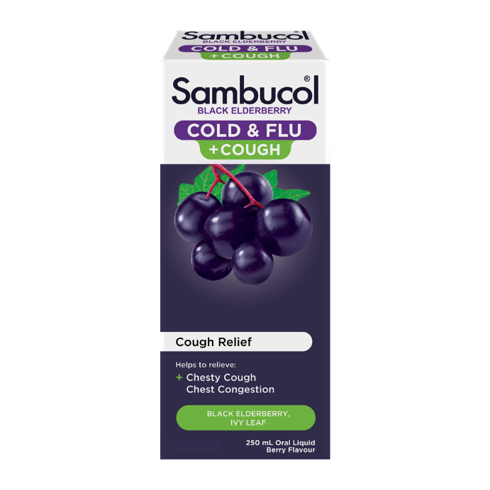 Sambucol Cold & Flu + Cough Berry Flavour 250mL