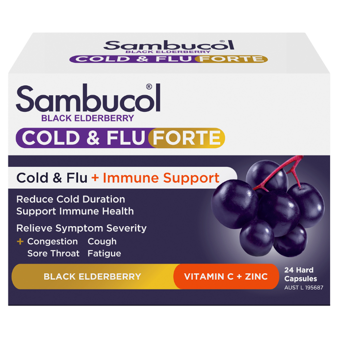 Sambucol Cold & Flu Forte Black Elderberry 24 Capsules