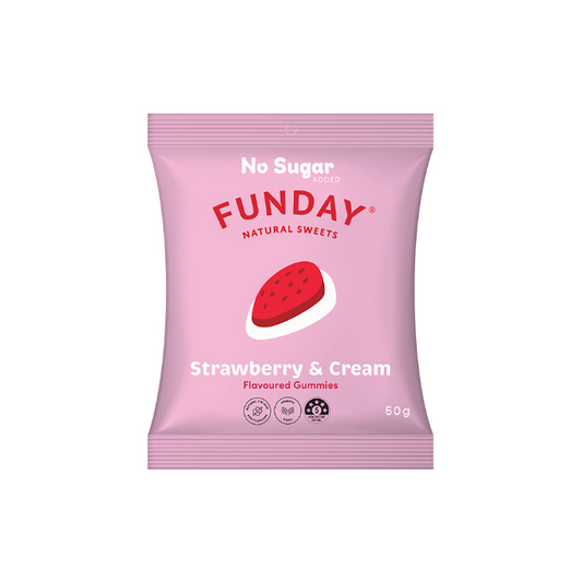 Fun Day Natural Sweets Strawberry & Cream Flavoured Gummies 50g
