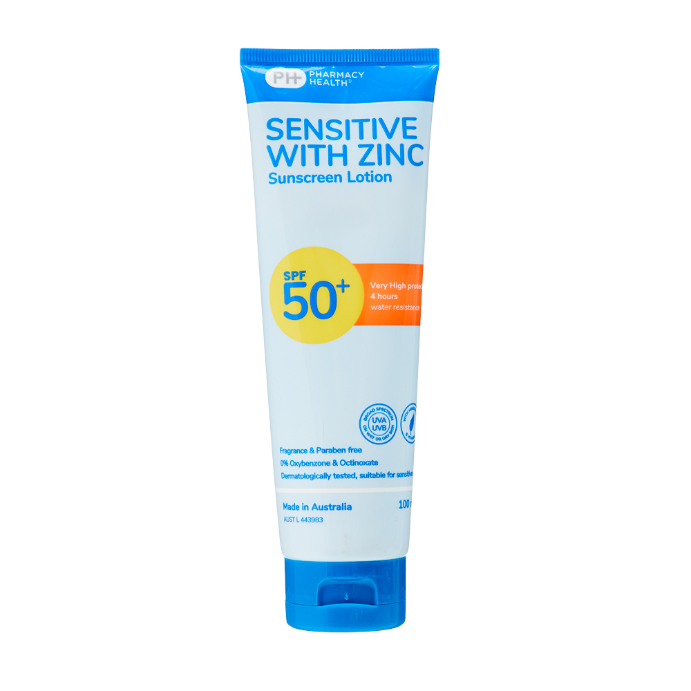 Pharmacy Health Sunscreen Sensitive Zinc SPF50+ Tube 100mL