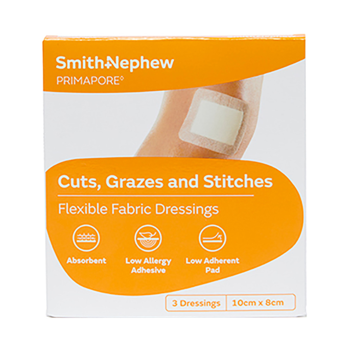 PRIMAPORE ™ Flexible Fabric 10cm x 8cm 3 Dressings