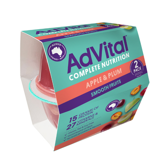 AdVital Apple and Plum Nutritionally Complete Smooth Fruits 120g x 2 Pack