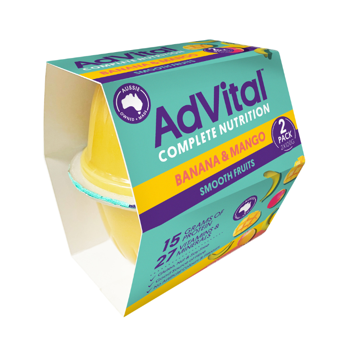 AdVital Banana and Mango Nutritionally Complete Smooth Fruits 120g x 2 Pack