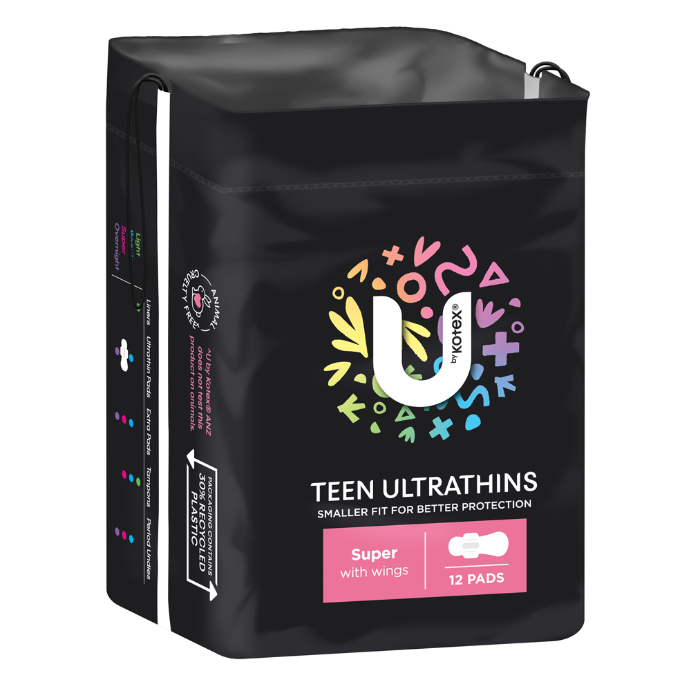 U By Kotex Teen Ultrathins Super With Wings 12 Pack