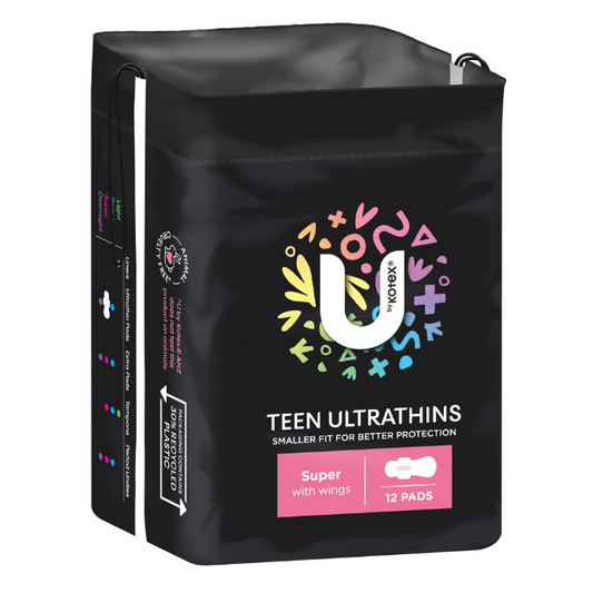 U By Kotex Teen Ultrathins Super With Wings 12 Pack
