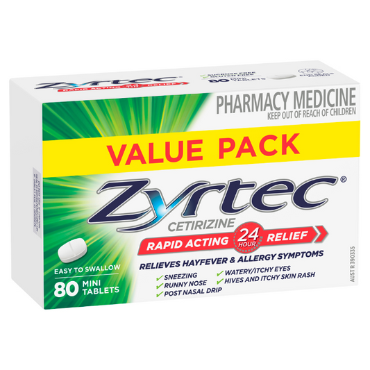 Zyrtec Cetirizine 10mg 80 Mini Tablets