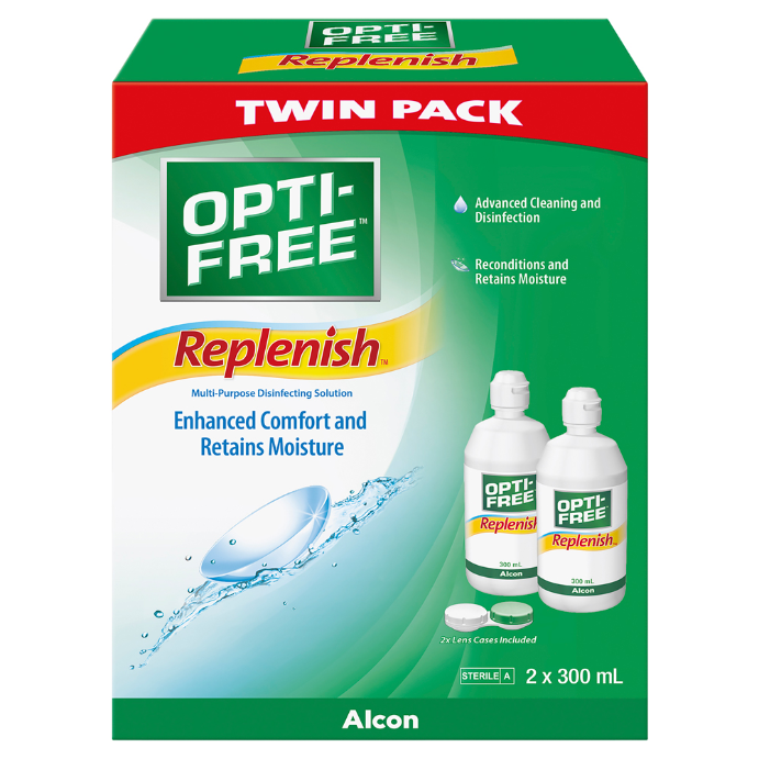 Opti-Free Replenish Multi-Purpose Disinfecting Solution Twin Pack 2 x 300mL