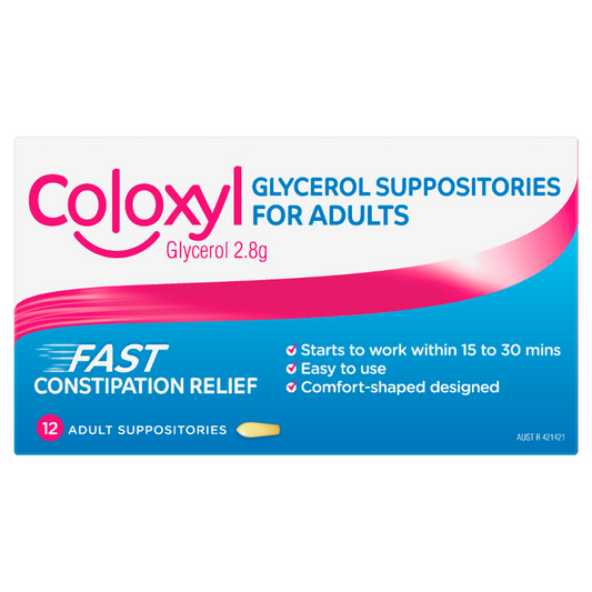 Coloxyl Glycerol Suppositories For Adults 12 Pack