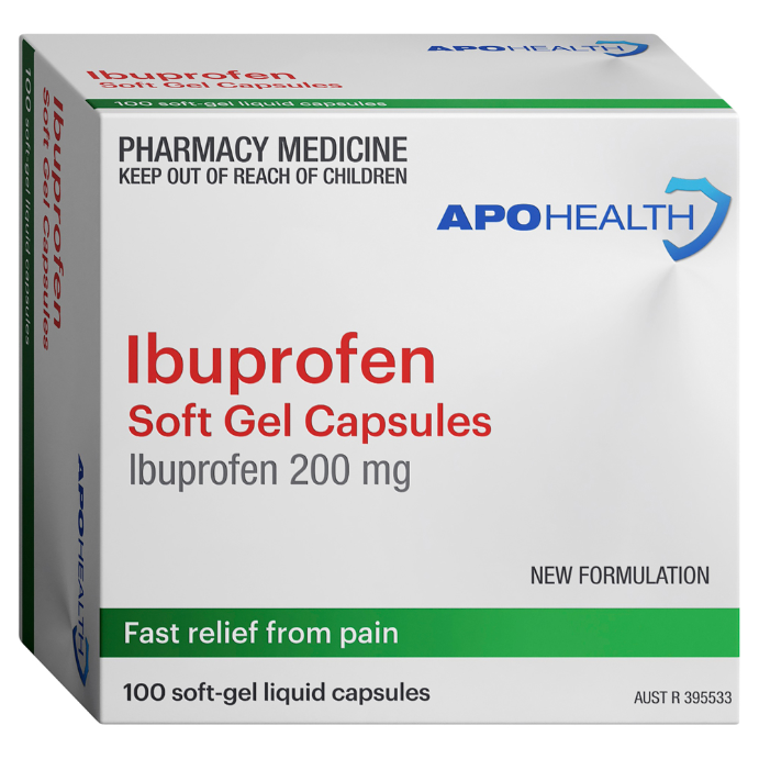 APO HEALTH Ibuprofen 200mg Blister Pack Soft Gel 100 Capsules