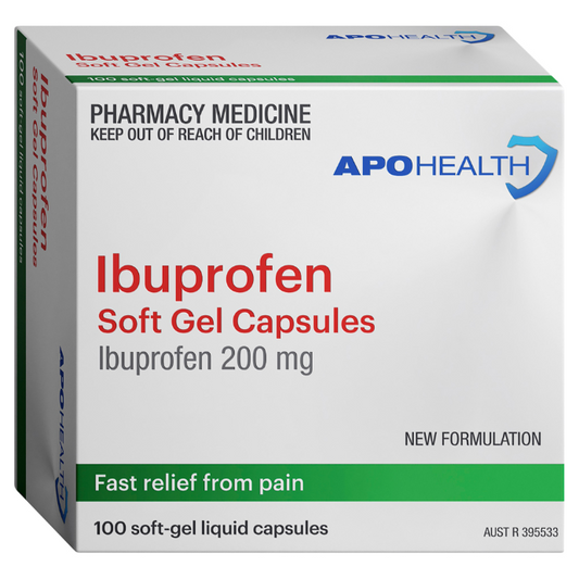 APO HEALTH Ibuprofen 200mg Blister Pack Soft Gel 100 Capsules