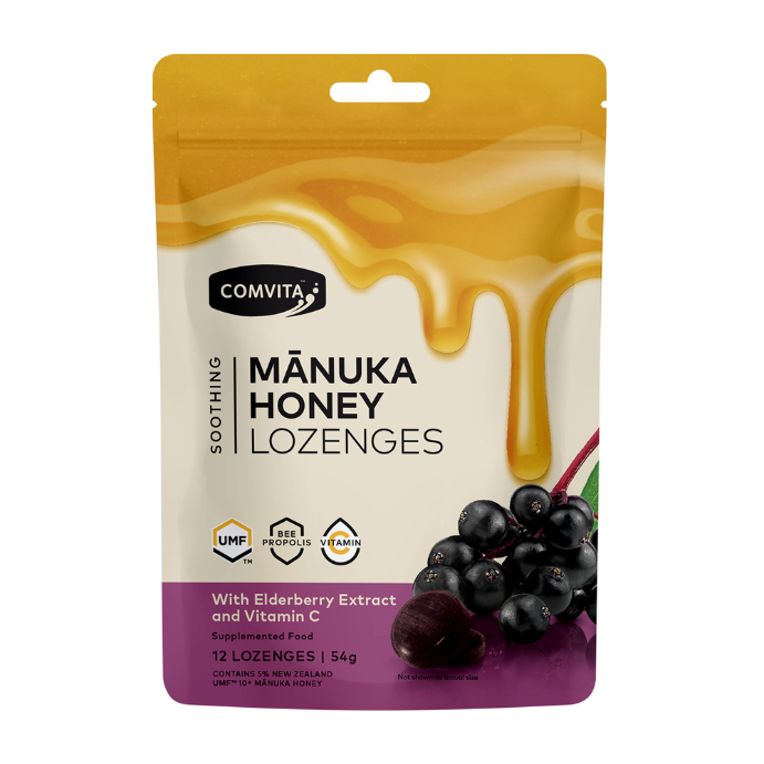Comvita Elderberry Soothing Manuka Honey 12 Lozenges