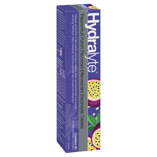 Hydralyte Passionfruit Kiwi Flavoured Effervescent Electrolyte 20 Effervescent Tablets