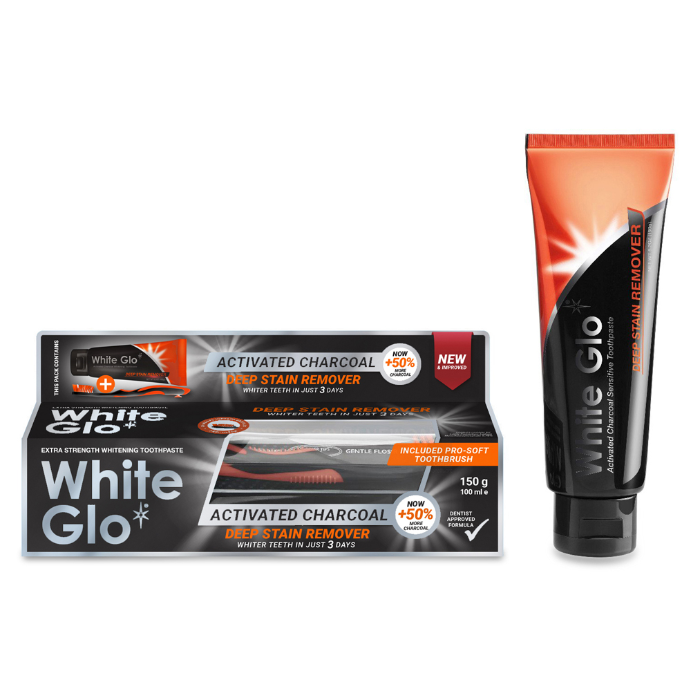 White Glo Deep Stain Remover Toothpaste with Charcoal 150g