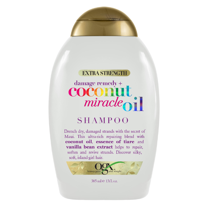 OGX Extra Strength Damage Remedy + Hydrating & Repairing Coconut Miracle Oil Shampoo For Damaged & Dry Hair 385mL
