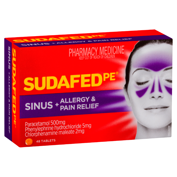 Sudafed PE Sinus + Allergy & Pain Relief 48 Tablets