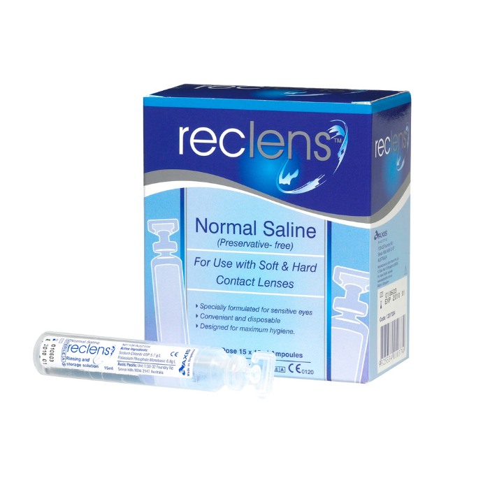 Reclens Saline Eye & Skin Wash Preservative Free 15mL Ampoules Sterile 15 Pack