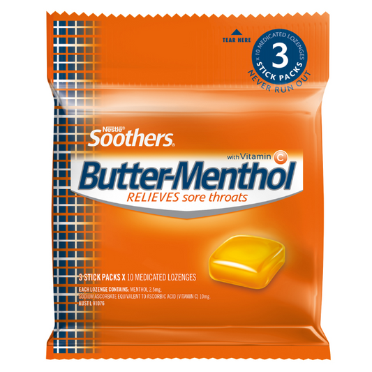 Soothers Butter-Menthol with Vitamin C 3 x 10 Lozenges