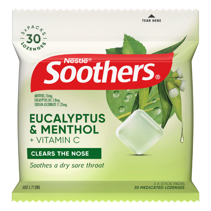 Soothers Eucalytpus & Menthol + Vitamin C 30 Lozenges