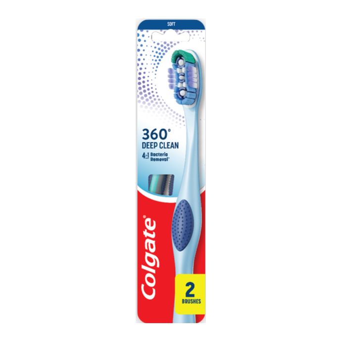 Colgate 360° Whole Mouth Deep Clean Toothbrush Medium 2 Pack