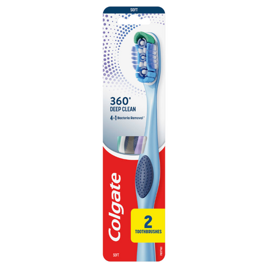 Colgate 360° Whole Mouth Clean Compact Head Toothbrush Soft 2 Pack