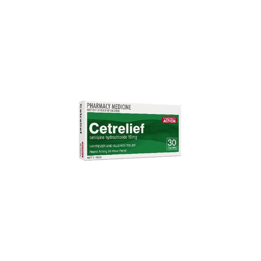 PHARMACY ACTION Cetrelief 10mg 30 Tablets