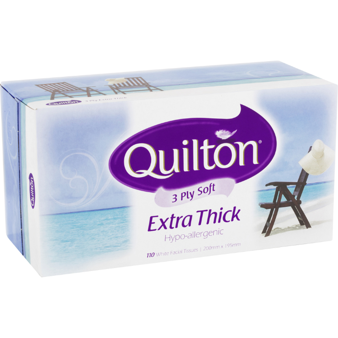 Quilton 3 Ply Classic White Facial Tissue 12 x 110 Tissues