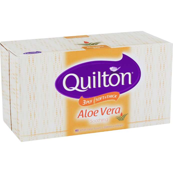 Quilton 3 Ply Aloe Vera White Facial Tissue 12 x 95 Tissues