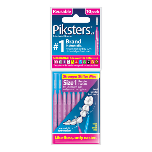 Piksters Interdental Brushes Size 1 Purple 10 Pack