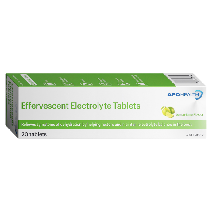 APO HEALTH Electrolyte Lemon-Lime 20 Effervescent Tablets