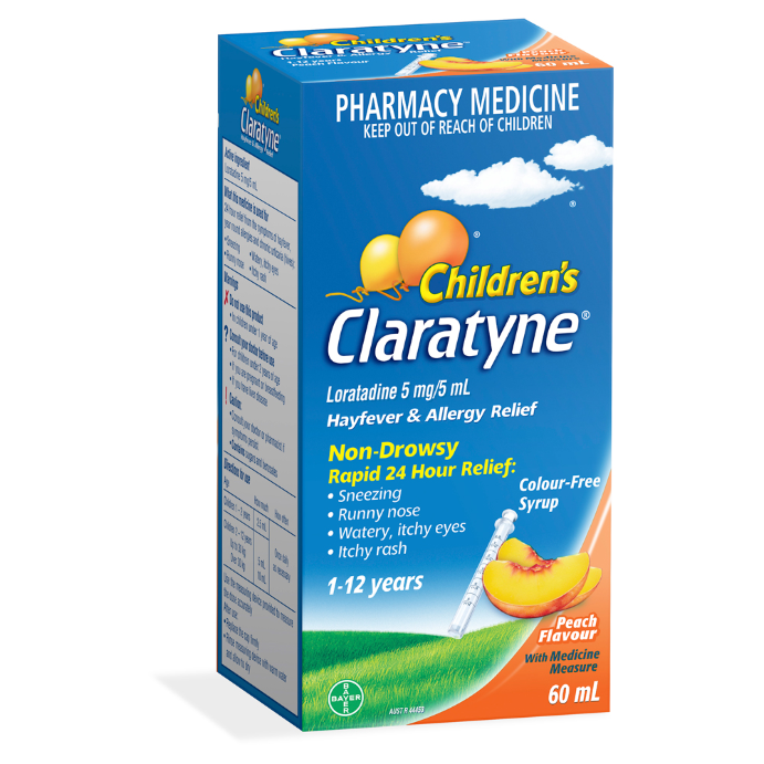 Claratyne Children's Hayfever & Allergy Relief Peach Flavoured Syrup 60mL