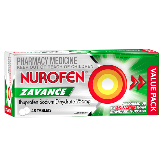 Nurofen Zavance Ibuprofen Sodium Dihydrate 256mg 48 Tablets