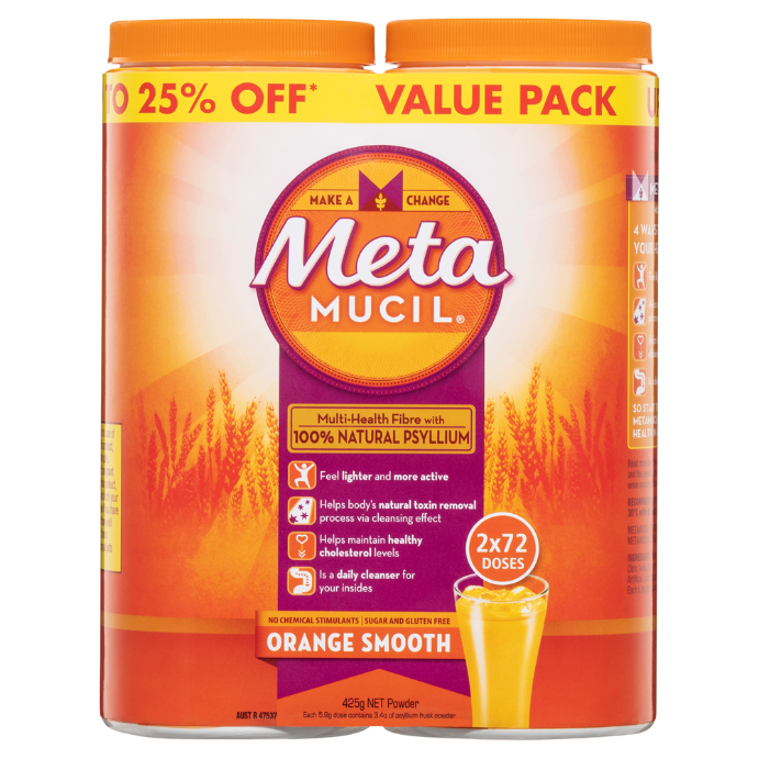 Metamucil Metamucil Orange Smooth 72 Doses x 2 Bundle Pack 425g