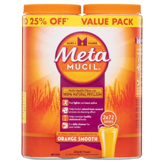Metamucil Metamucil Orange Smooth 72 Doses x 2 Bundle Pack 425g