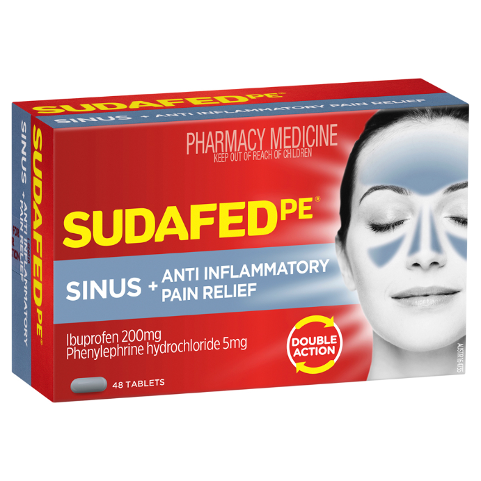 Sudafed PE Sinus + Anti-Inflammatory Pain Relief 48 Tablets