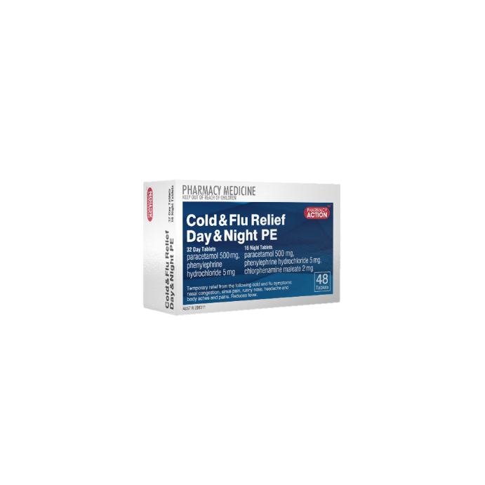 PHARMACY ACTION Cold & Flu Relief Day & Night PE 48 Tablets