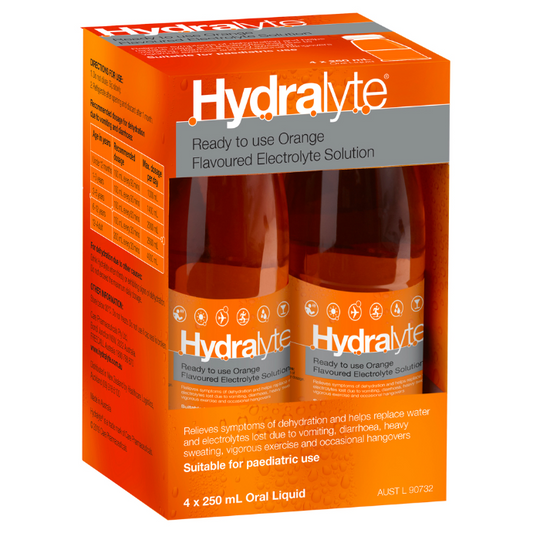 Hydralyte Ready to use Orange Flavoured Electrolyte Solution 4 Pack
