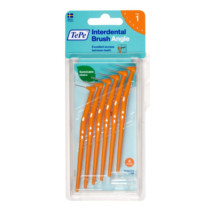 TEPE Interdental Brush Angle Orange Pack (ISO 1) 6 Pack
