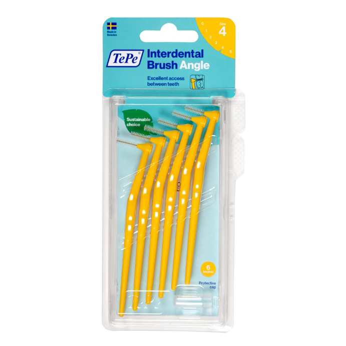 TEPE Interdental Brush Angle Yellow Pack (ISO 4) 6 Pack