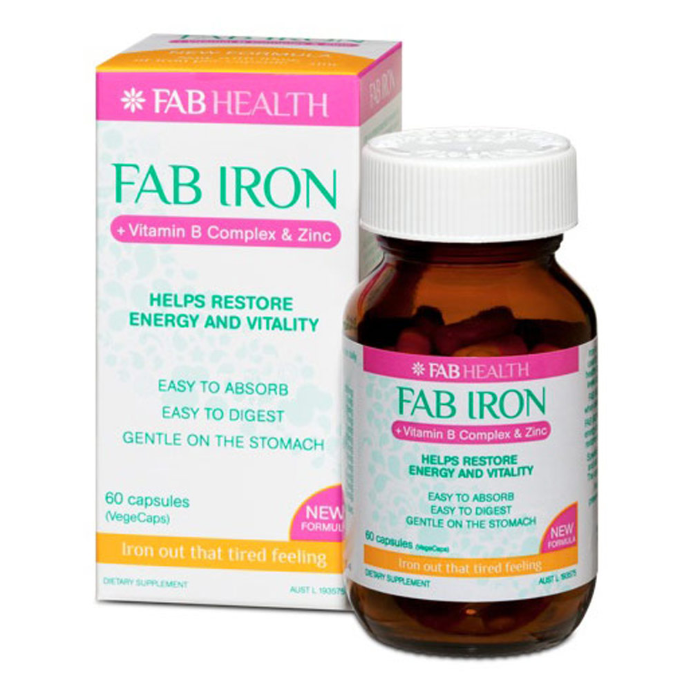 FAB Iron + Vitamin B Complex + Zinc 60 Capsules