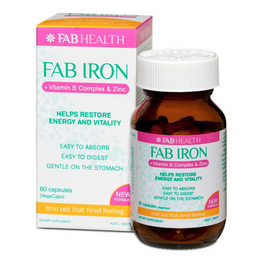 FAB Iron + Vitamin B Complex + Zinc 60 Capsules